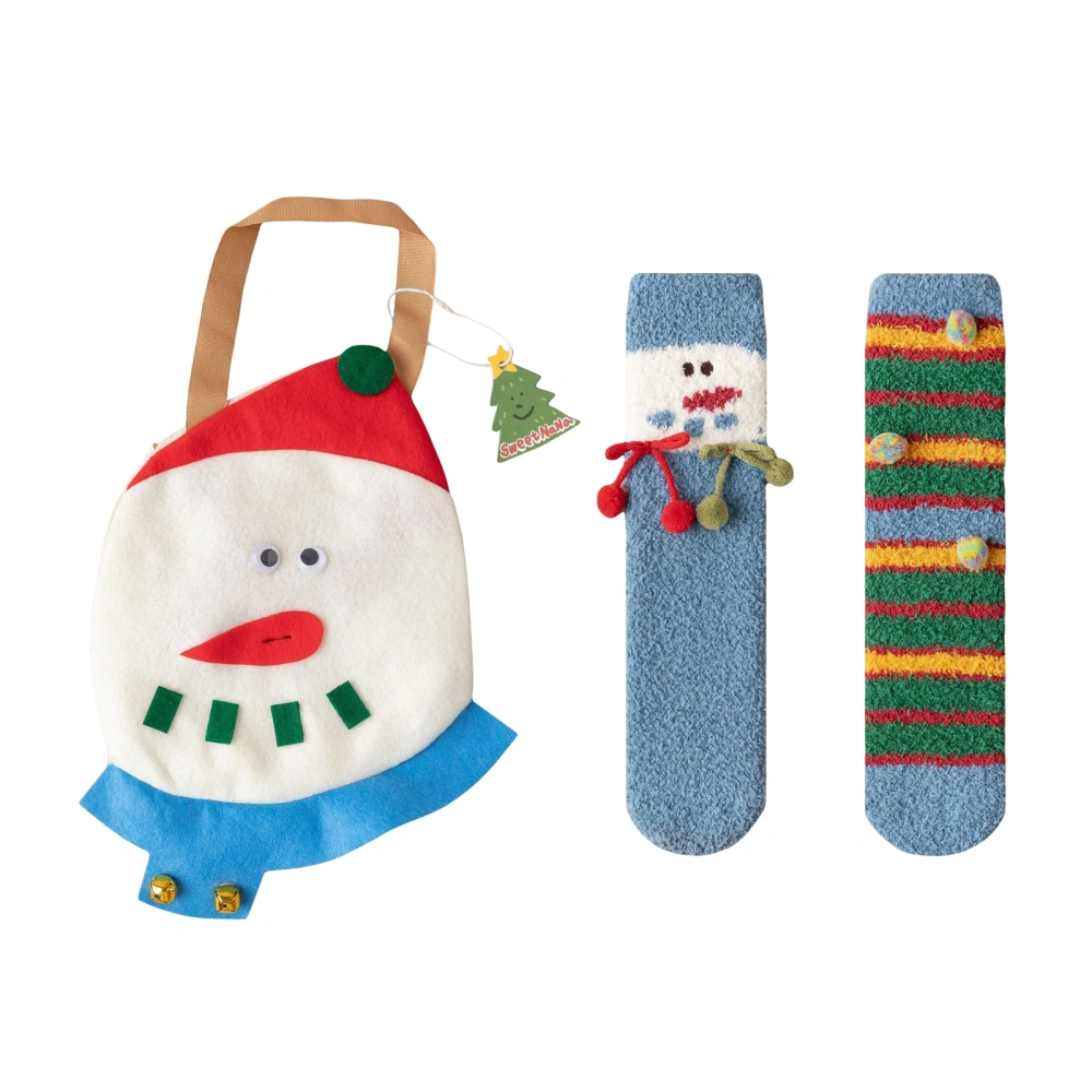 Christmas Fuzzy Socks for Kid, Novelty Long Stockings with Bag