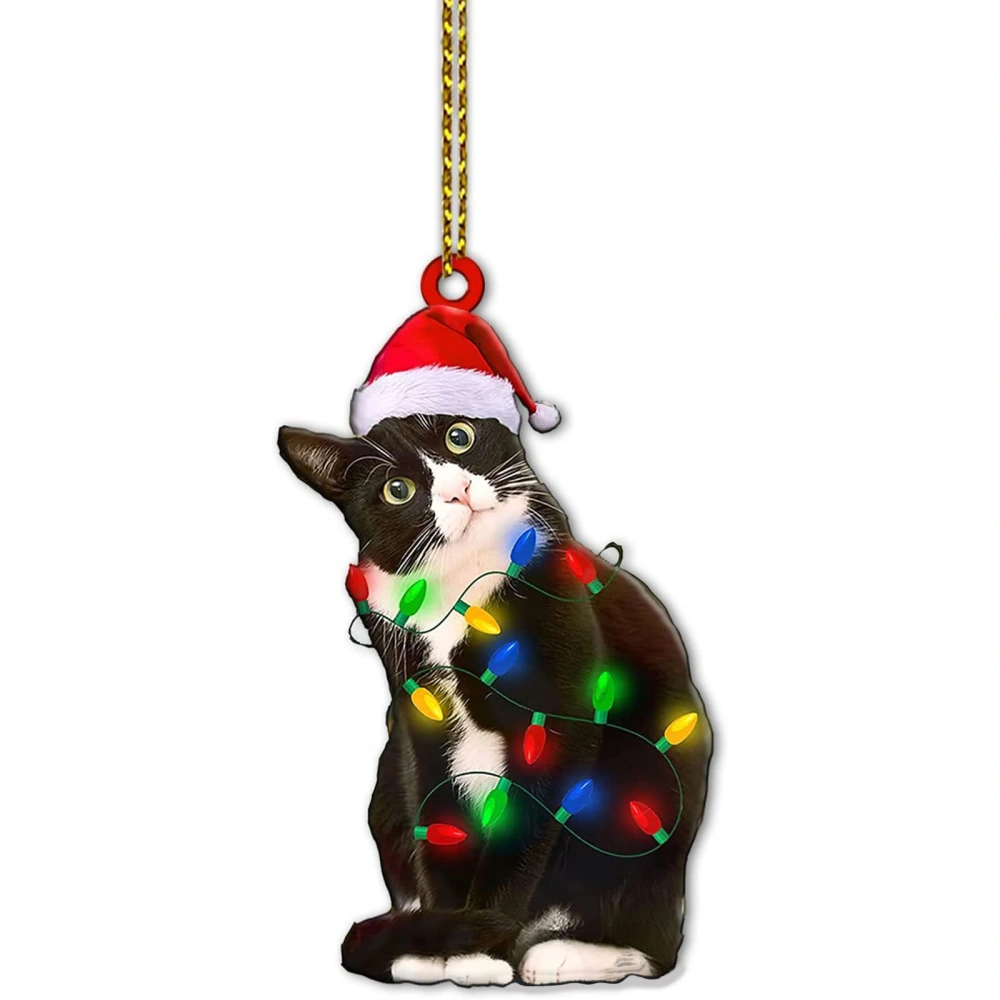 Christmas Tree Animal Hanging Pendant Acrylic Cat Hanging Ornaments