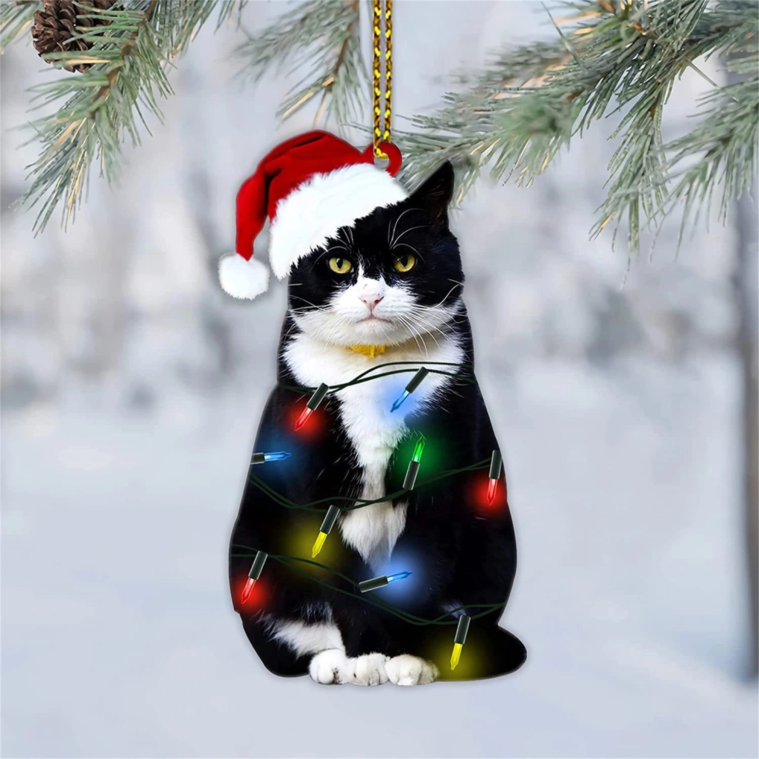 Christmas Tree Animal Hanging Pendant Acrylic Cat Hanging Ornaments