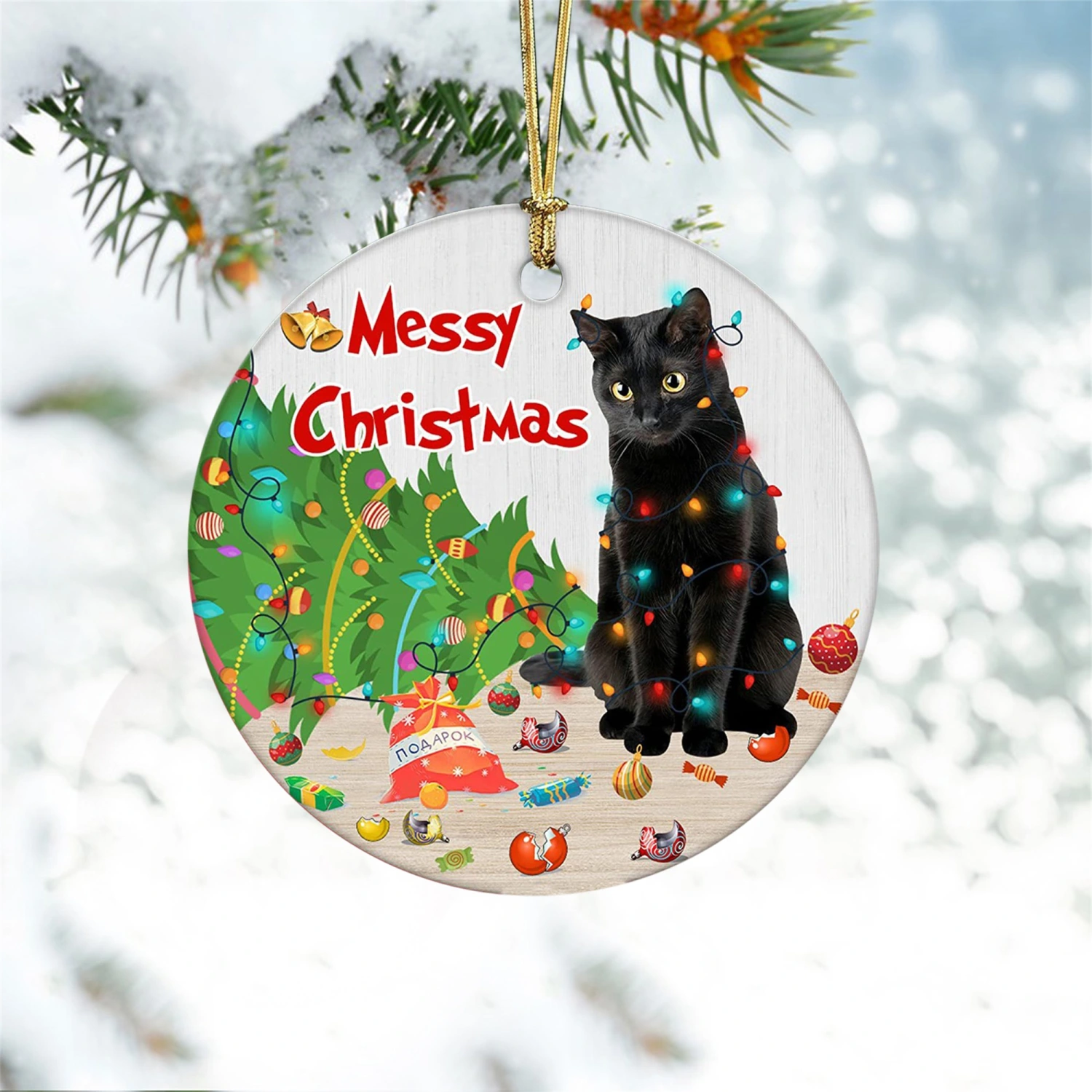 Christmas Tree Animal Hanging Pendant Acrylic Cat Hanging Ornaments