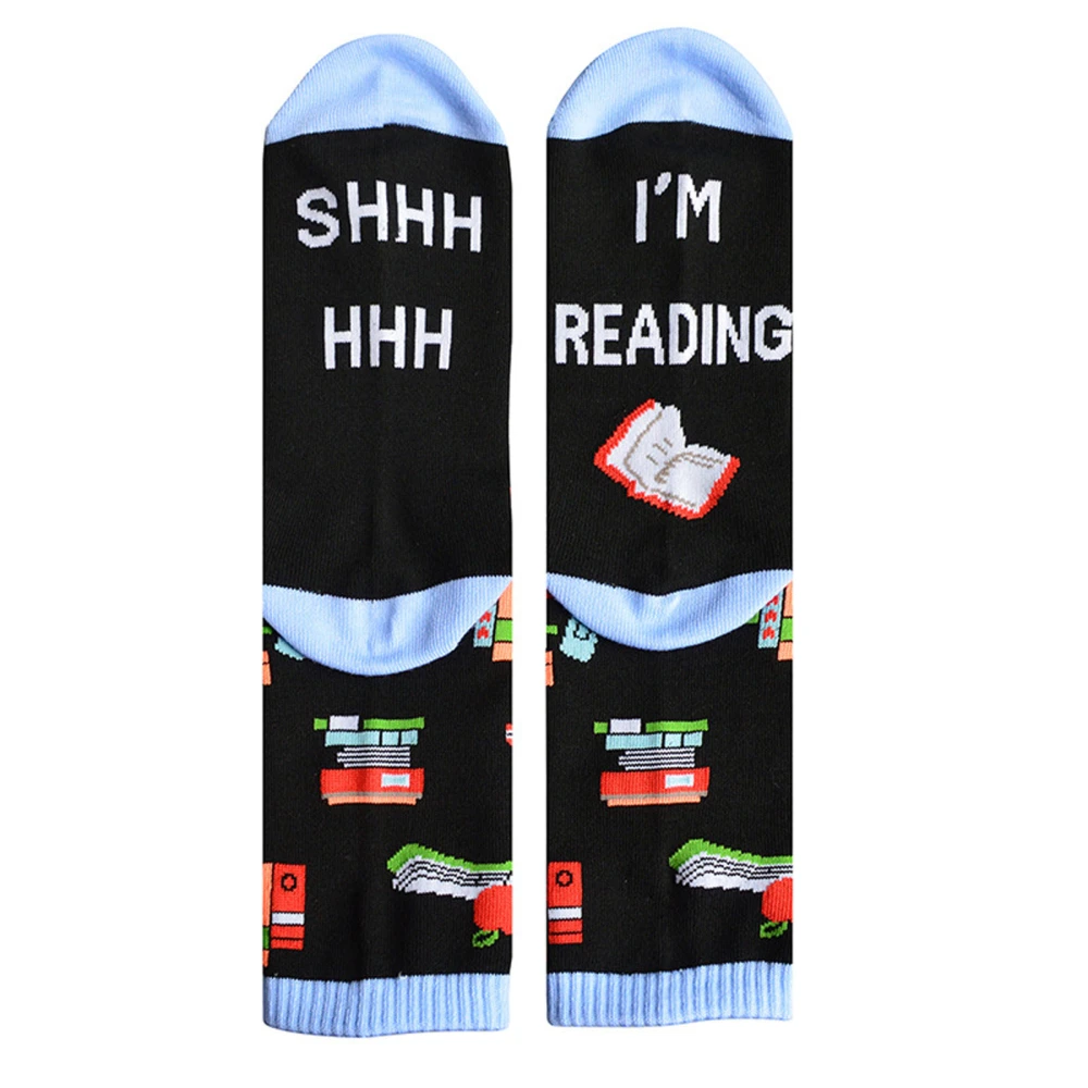 Women Men Fashion Christmas Socks Book Letter Pattern Breathable Socks