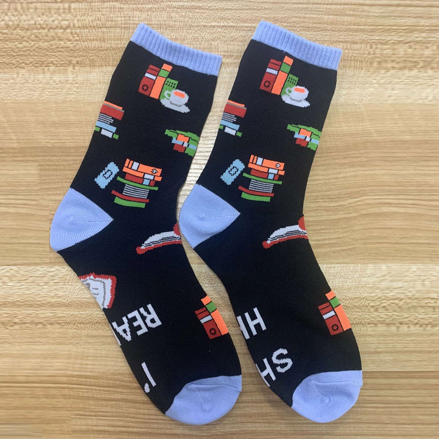 Women Men Fashion Christmas Socks Book Letter Pattern Breathable Socks