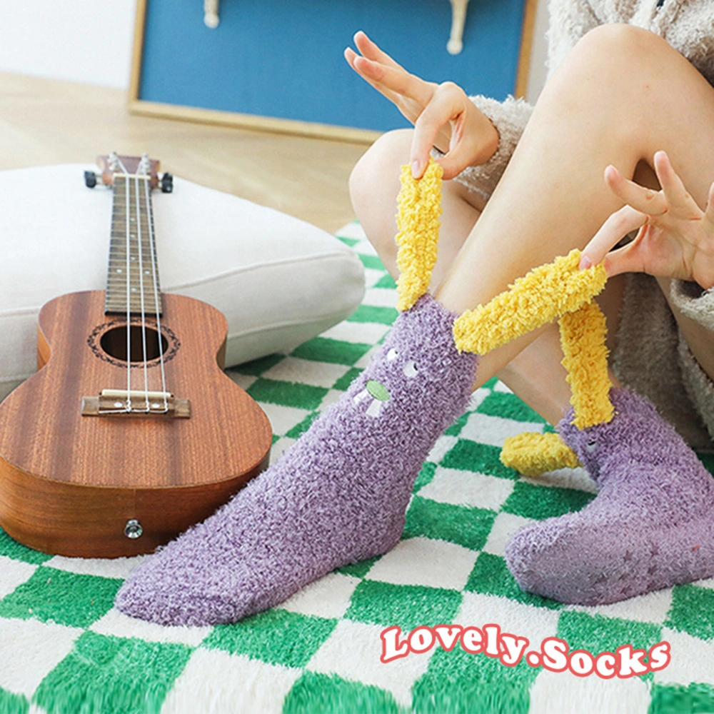 Cute Socks for Adults, Cartoon Animal Coral Velvet Stocking 