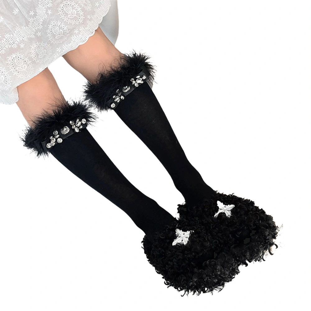 Women's Calf Socks Bear Rhinestone Butterfly Below Knee Socks