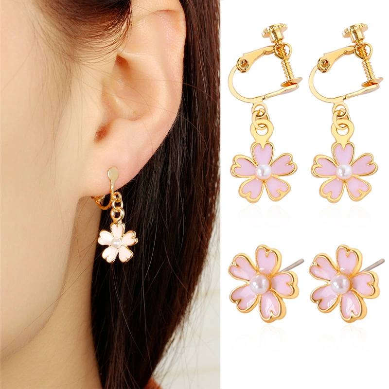 Five-leaf Flower Without Pierced Ears Earring Ear Clip