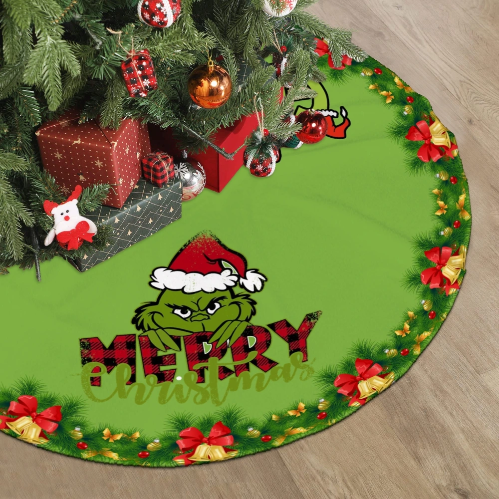 Grinch Elf Christmas Tree Skirts,Xmas Skull Christmas Tree Skirt for Christma Decorations,30 inch#1