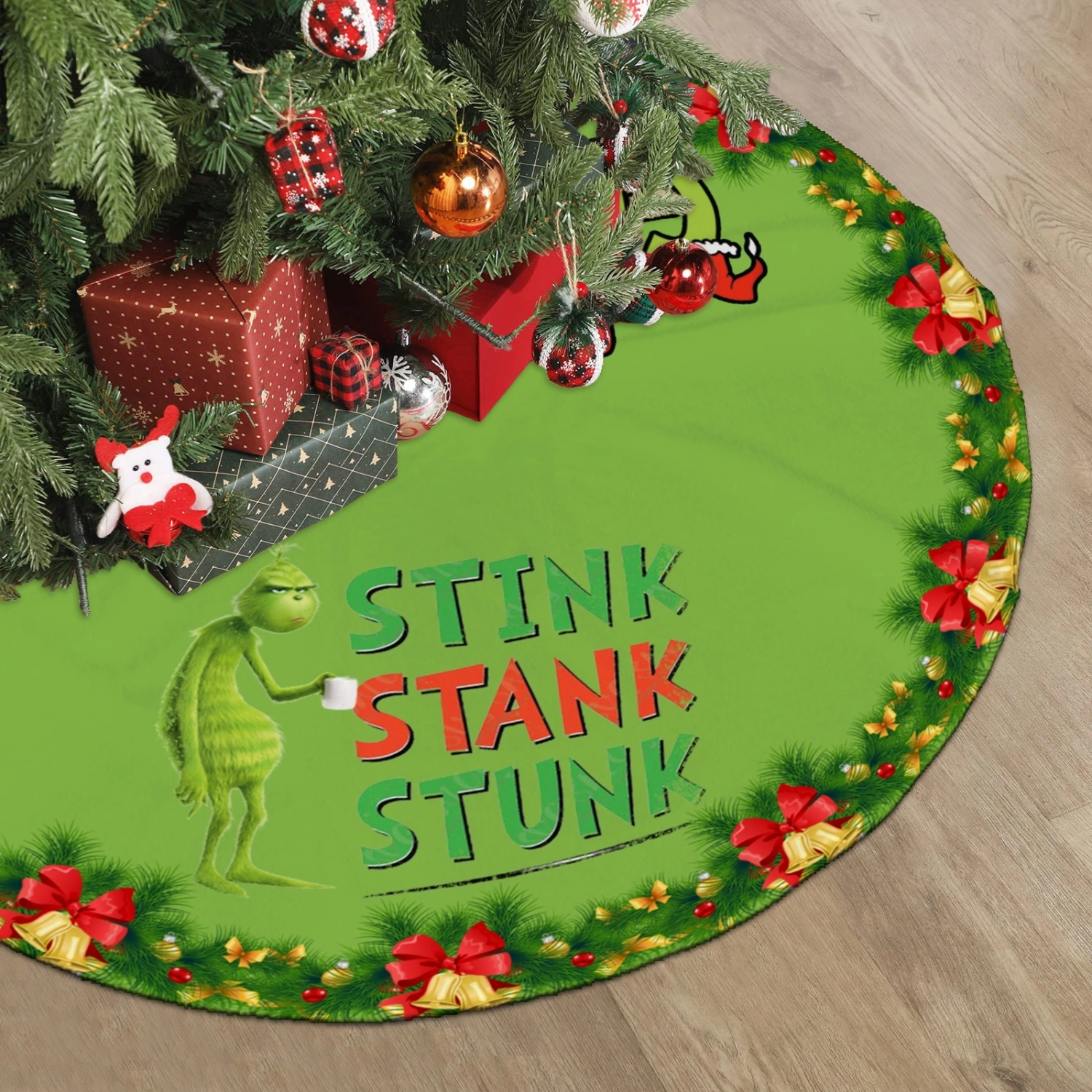 How The Grinch Stole Christmas Christams Tree Skirts Mat,Cartoon Cute Christmas Tree Skirt for Xmas Decorations Tree Skirt,30 inch#1