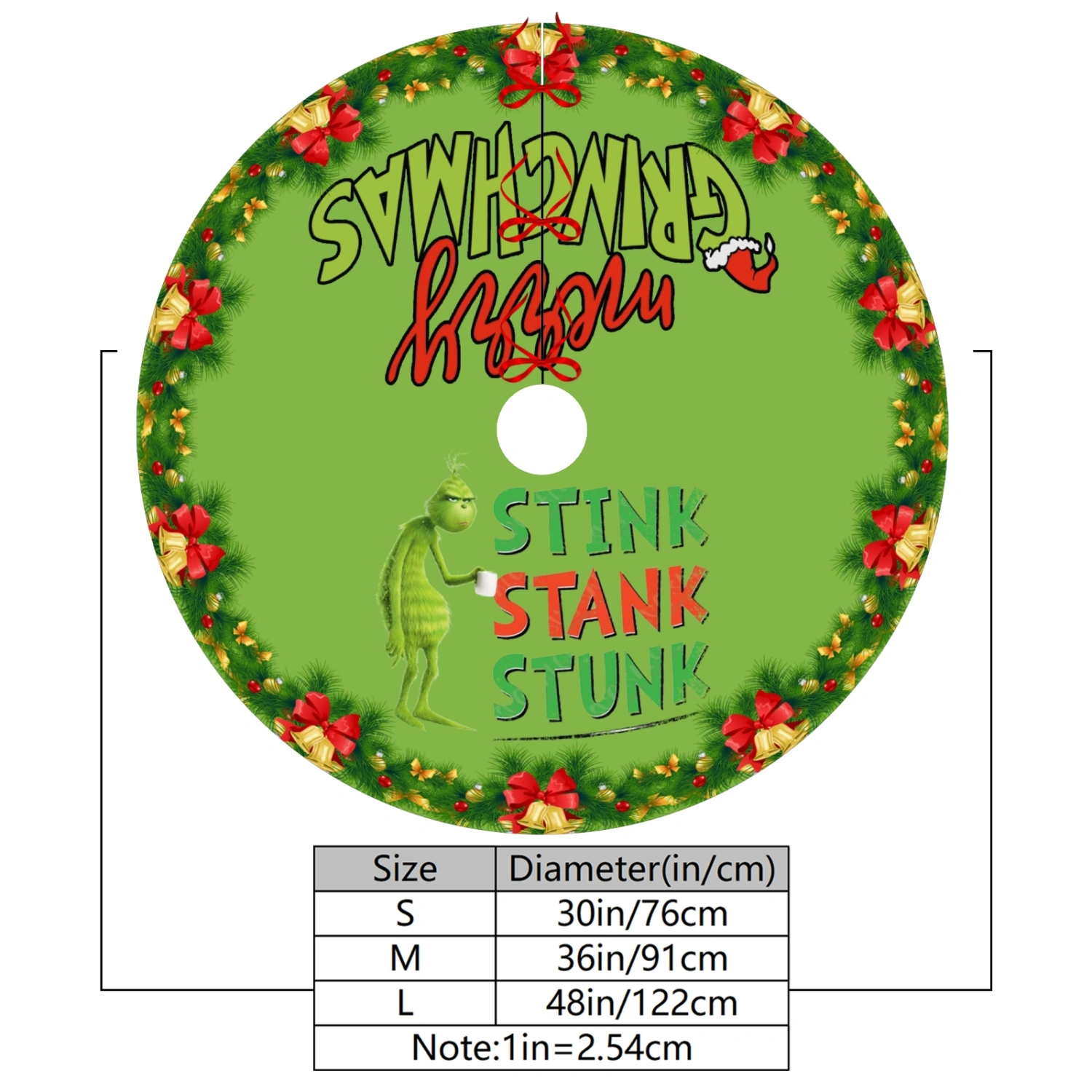 How The Grinch Stole Christmas Christams Tree Skirts Mat,Cartoon Cute Christmas Tree Skirt for Xmas Decorations Tree Skirt,30 inch#1