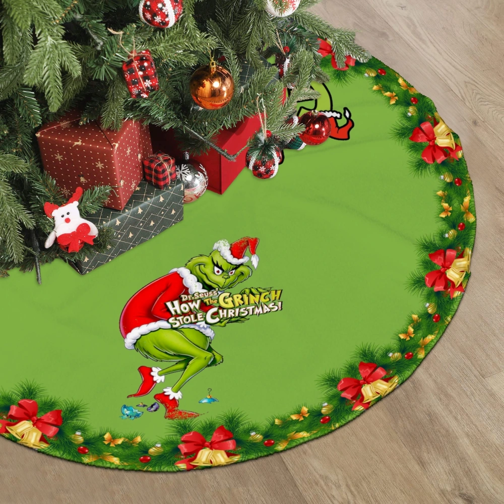 Grinch Elf Christams Tree Skirts Mat,Xmas Monster Christmas Tree Skirt for Festive Party Indoor Outdoor Xmas Ornaments,30 inch#1