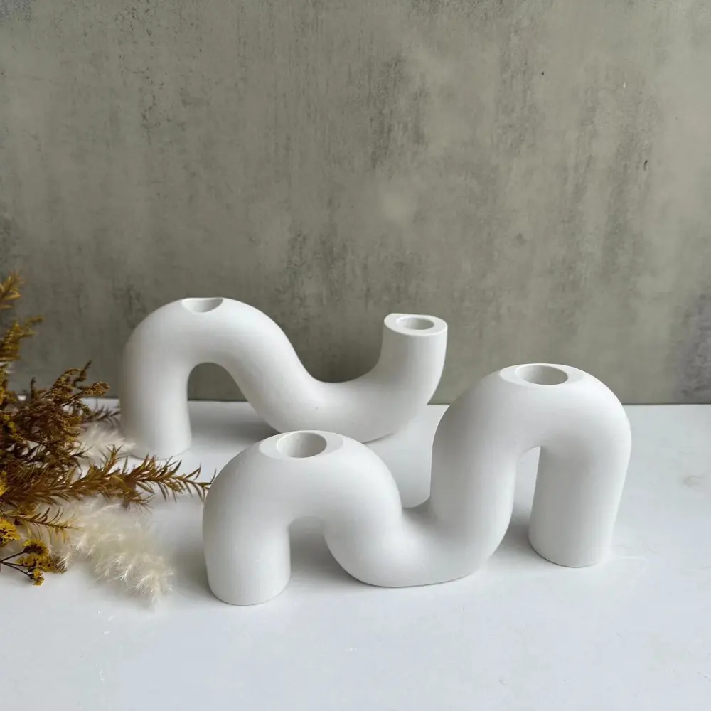 Large S-shaped M-shaped Candle Holder Silicone Mold