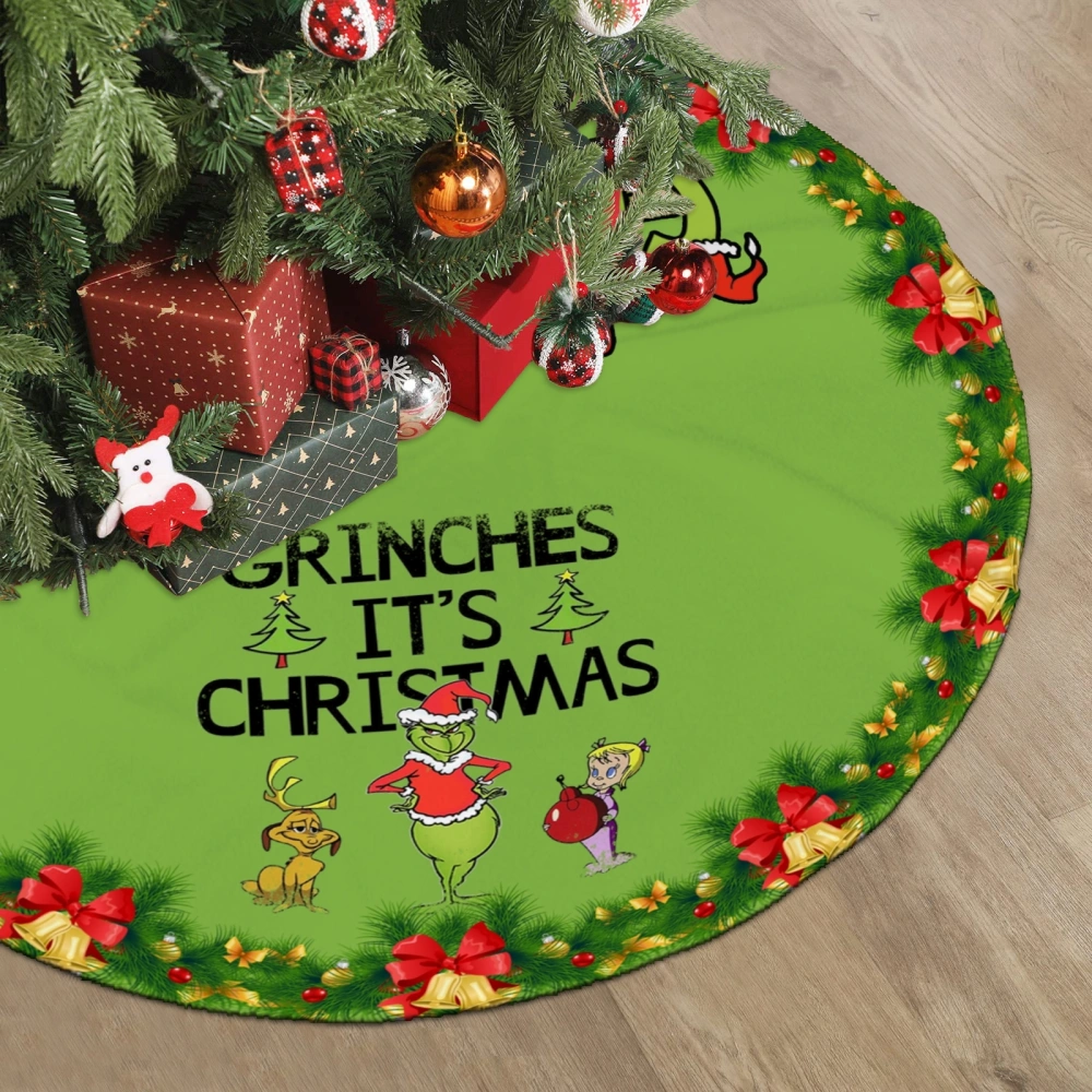 Grinchmas Xmas Christams Tree Skirt,Xmas Merry Scary Christmas Xmas Tree Skirt for All Occasions Christmas Holiday Tree Decor,30 inch#1