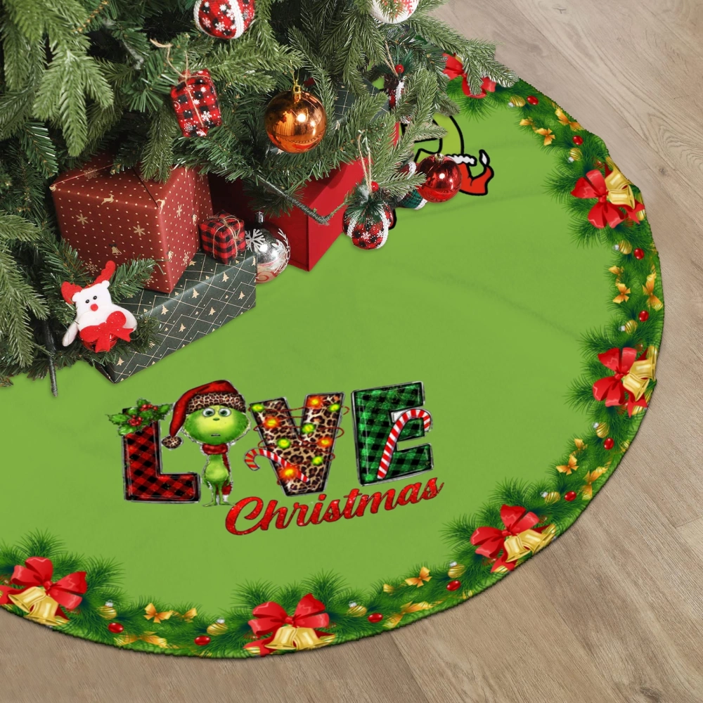 How The Grinch Stole Christmas Xmas Tree Skirt,Cartoon Cute Christmas Tree Skirt for Holiday Party Decorations,30 inch#1