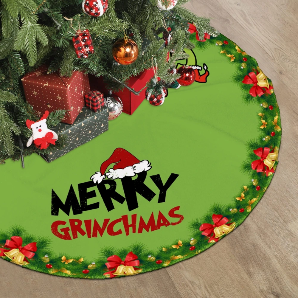 Grinch Elf Xmas Christams Tree Skirt,Xmas Pumpkin Autumn Christmas Tree Skirt for Christmas Party Decoration,30 inch#1