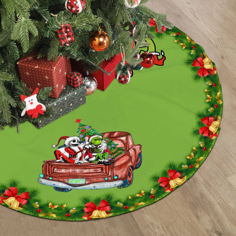 How The Grinch Stole Christmas Xmas Tree Skirt,Horror Tree Skirt for Plaid Christmas Decorations and Ornaments,30 inch#1