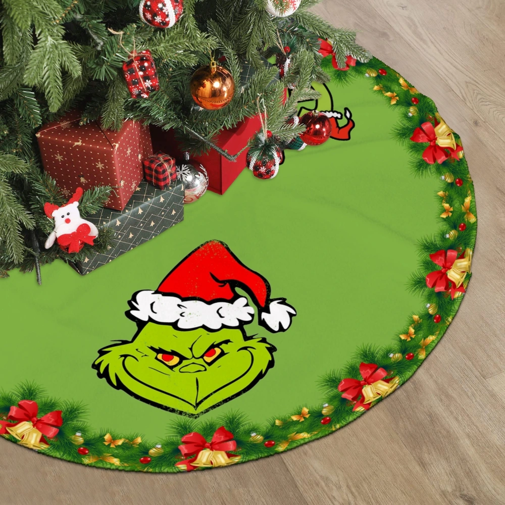 Grinch NoNoNo Christmas Tree Skirts,Skull Santa Candy Christmas Tree Skirt for Xmas Decor Tree Collar Skirt Christmas Tree Floor Mat,30 inch#1