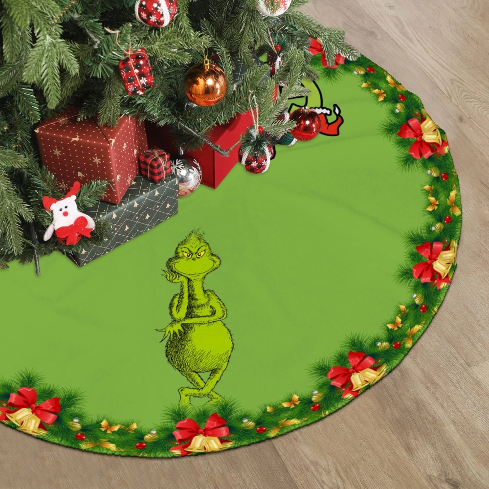 Grinch NoNoNo Xmas Christams Tree Skirt,Nightmare Before Christmas Tree Skirt for Xmas Xmas Holiday New Year Party Tree Mat Decor,30 inch#1