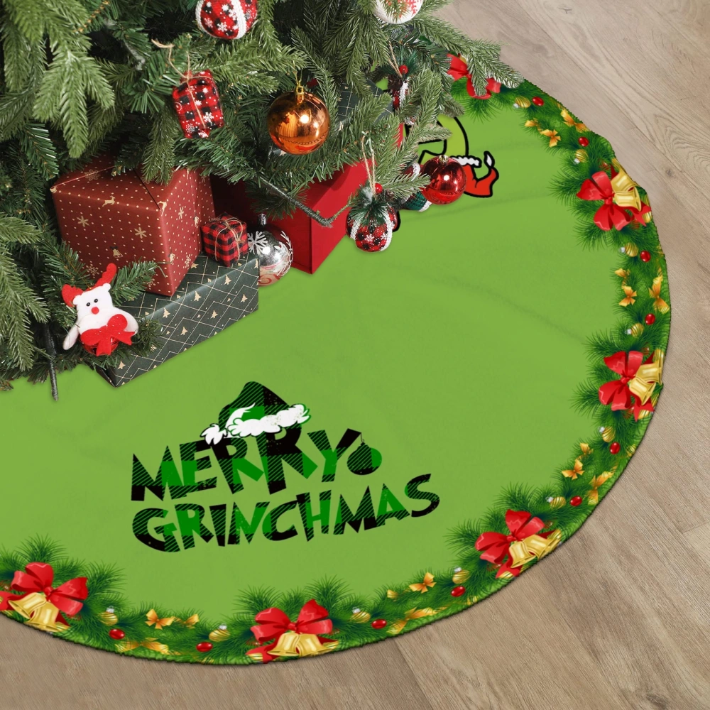 Grinch Elf Xmas Tree Skirt,Decorative Pattern Christmas Tree Skirt for Decorations Holiday Party Indoor Outdoor,30 inch#1