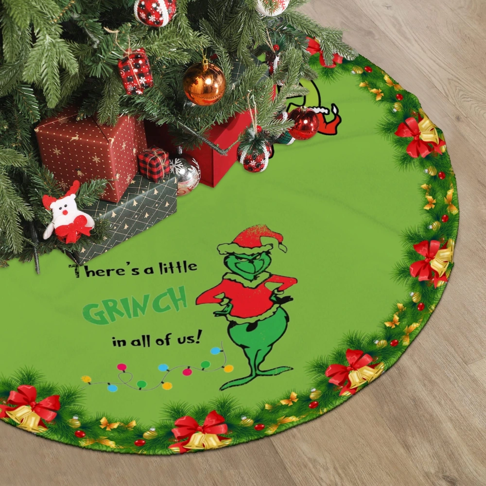 Grinch Xmas Tree Skirt,Cartoon Cute Christmas Tree Skirt for All Seasons Night Befo#re Christmas Tree Skirts Box,30 inch#1