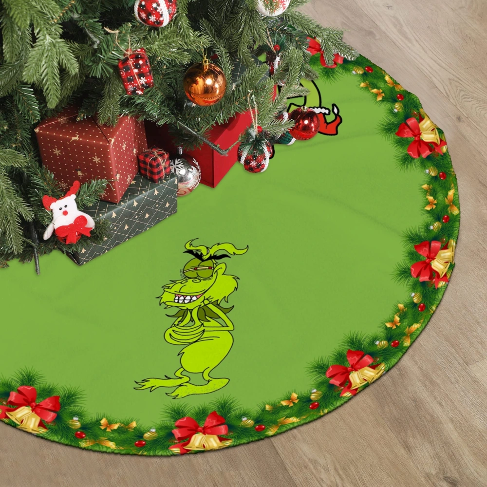 Grinchmas Christmas Tree Skirts,Xmas Party Christmas Tree Skirt for Holiday Party Indoor Outdoor Home Decorations,30 inch#1