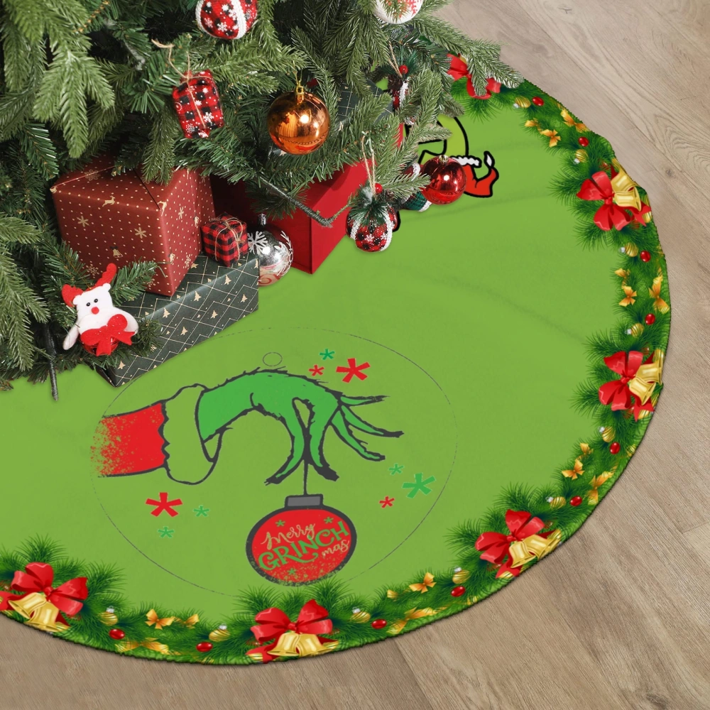 Grinch NoNoNo Christmas Tree Skirts,Night Before Christmas Pumpkin Christmas Tree Skirt for Xmas New Year Holiday Party Decoration,30 inch#1