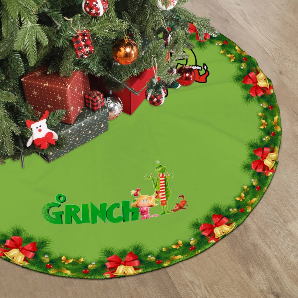 Grinchmas Xmas Tree Skirt,Xmas Monster Christmas Tree Skirt for Party Holiday Christmas Decorations Xmas Tree Mat Decorations Indoor Outdoor,30 inch#1