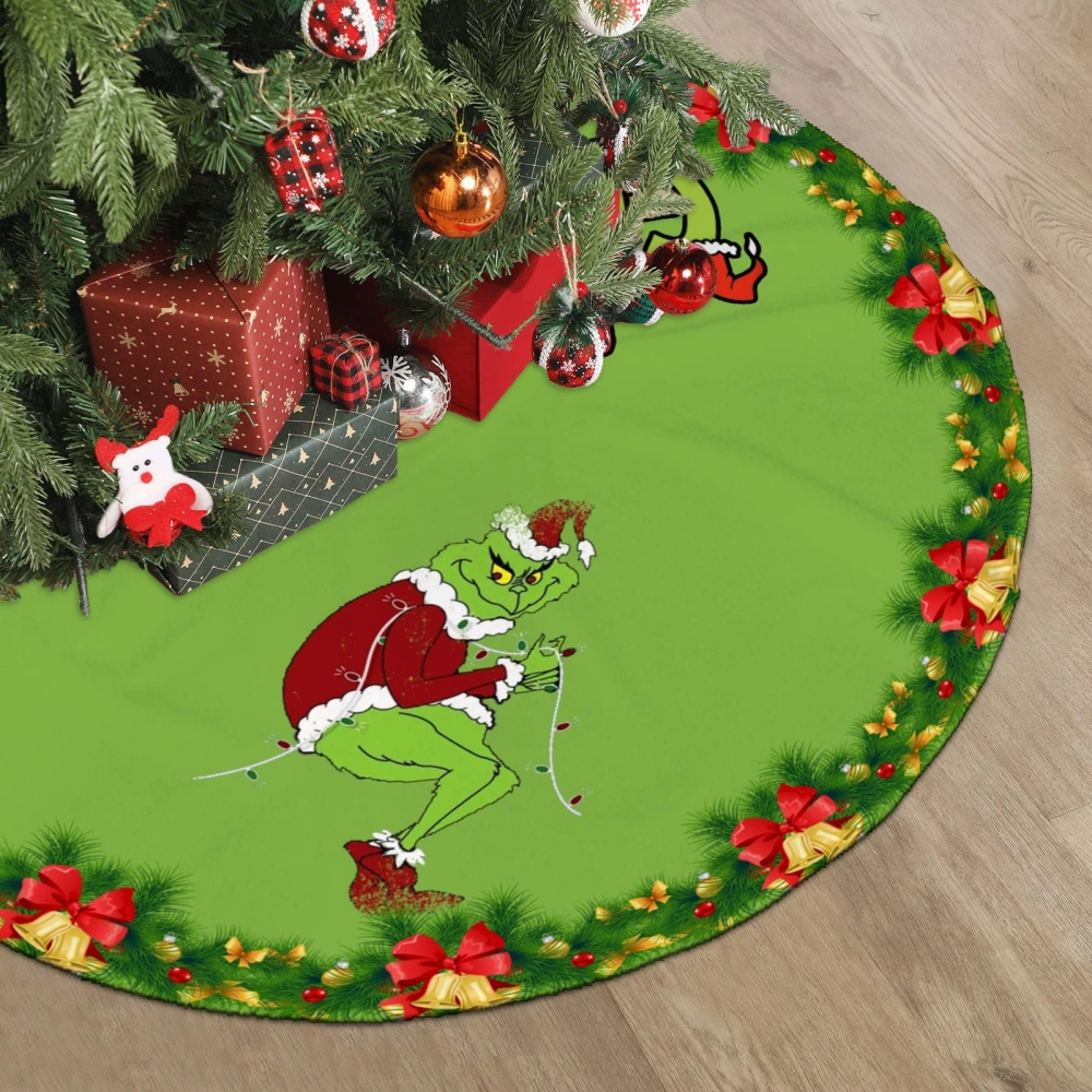 The Grinch Xmas Christams Tree Skirt,Christmas Funny Characters Christmas Tree Skirt for Holiday Home Party Decor,30 inch#1