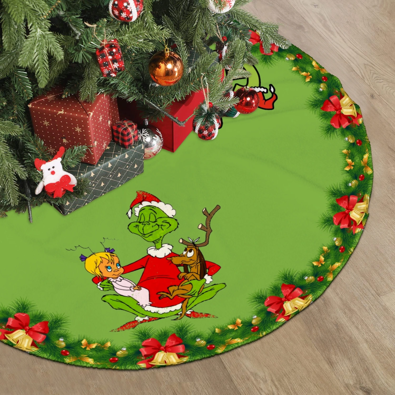 How The Grinch Stole Christmas Christams Tree Skirts Mat,Happy Xmas Tree Skirt for Indoor&Ourdoor Christmas Decorations&Ornaments,30 inch#1
