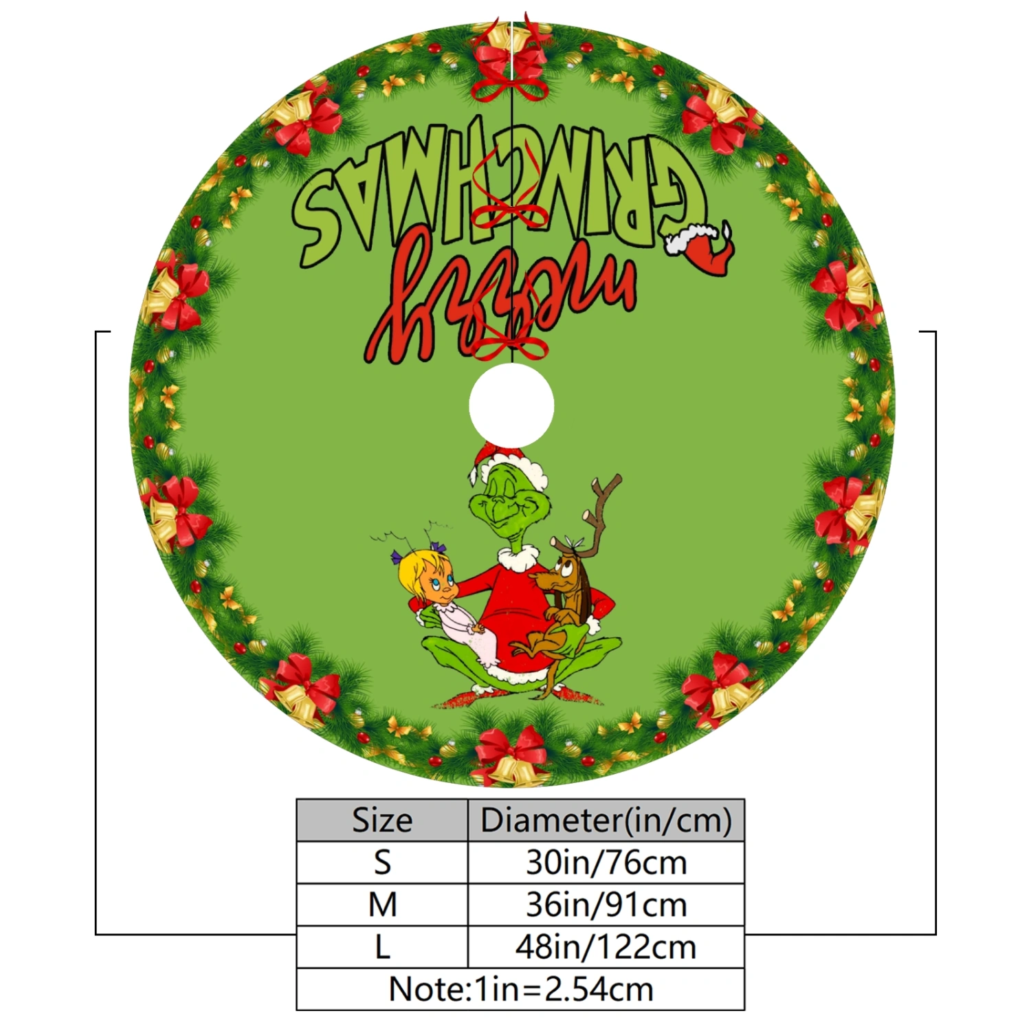 How The Grinch Stole Christmas Christams Tree Skirts Mat,Happy Xmas Tree Skirt for Indoor&Ourdoor Christmas Decorations&Ornaments,30 inch#1