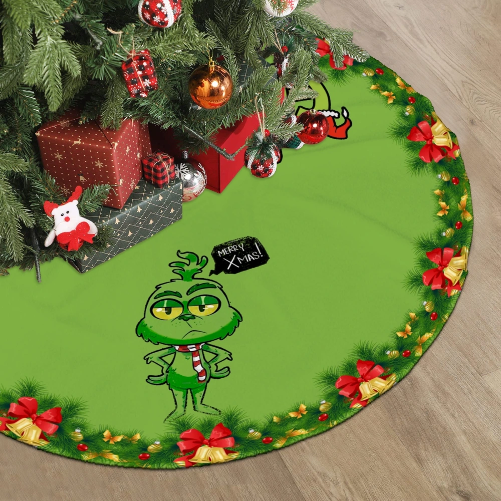 Grinch Who Stole Christmas Xmas Christams Tree Skirt,Skull Santa Candy Christmas Tree Skirt for Soft Plush Christmas Tree Mat,30 inch#1