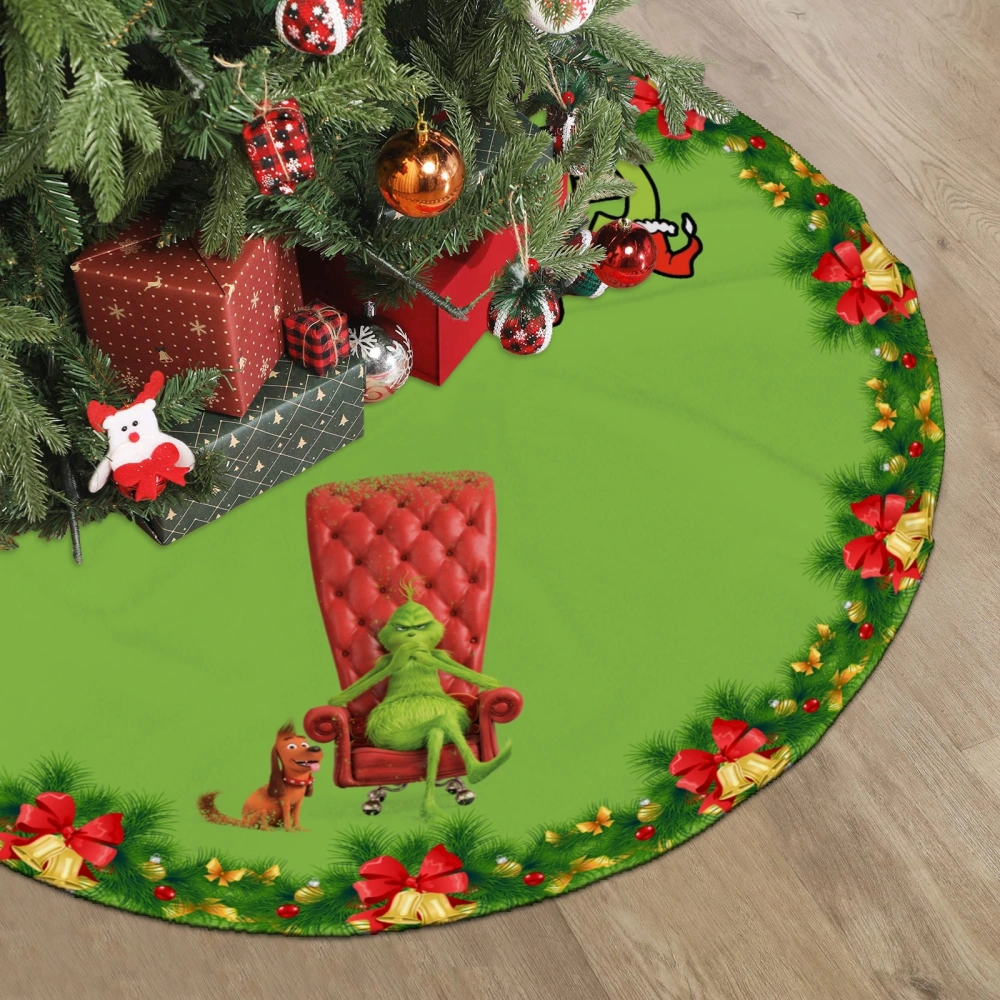 Grinch Elf Xmas Tree Skirt,Xmas Scary Decorations Party Indoor Outdoor for Merry Xmas Xmas Holiday Party Decorations Ornaments,30 inch#1