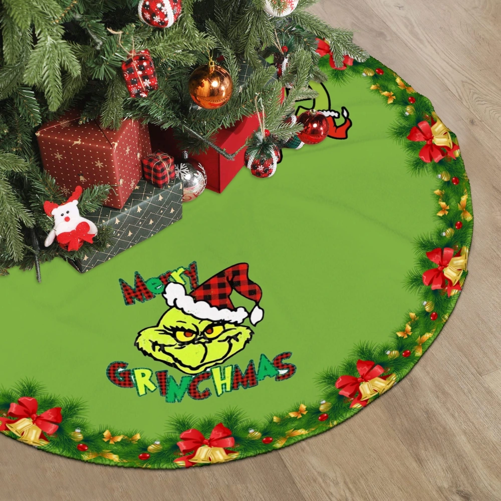 Grinch Xmas Tree Skirt,Christmas Romantic Snowflakes Christmas Tree Skirt for Holiday Party Indoor Outdoor Home Decorations,30 inch#1