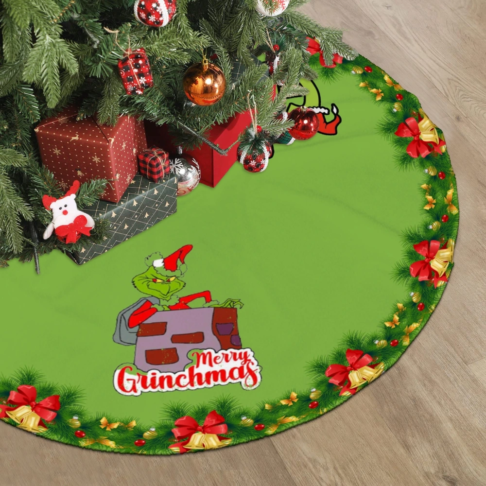 The Grinch Xmas Tree Skirt,Striped Christmas Tree Skirt for Holiday Party Indoor Outdoor Home Decor Ornaments,30 inch#1