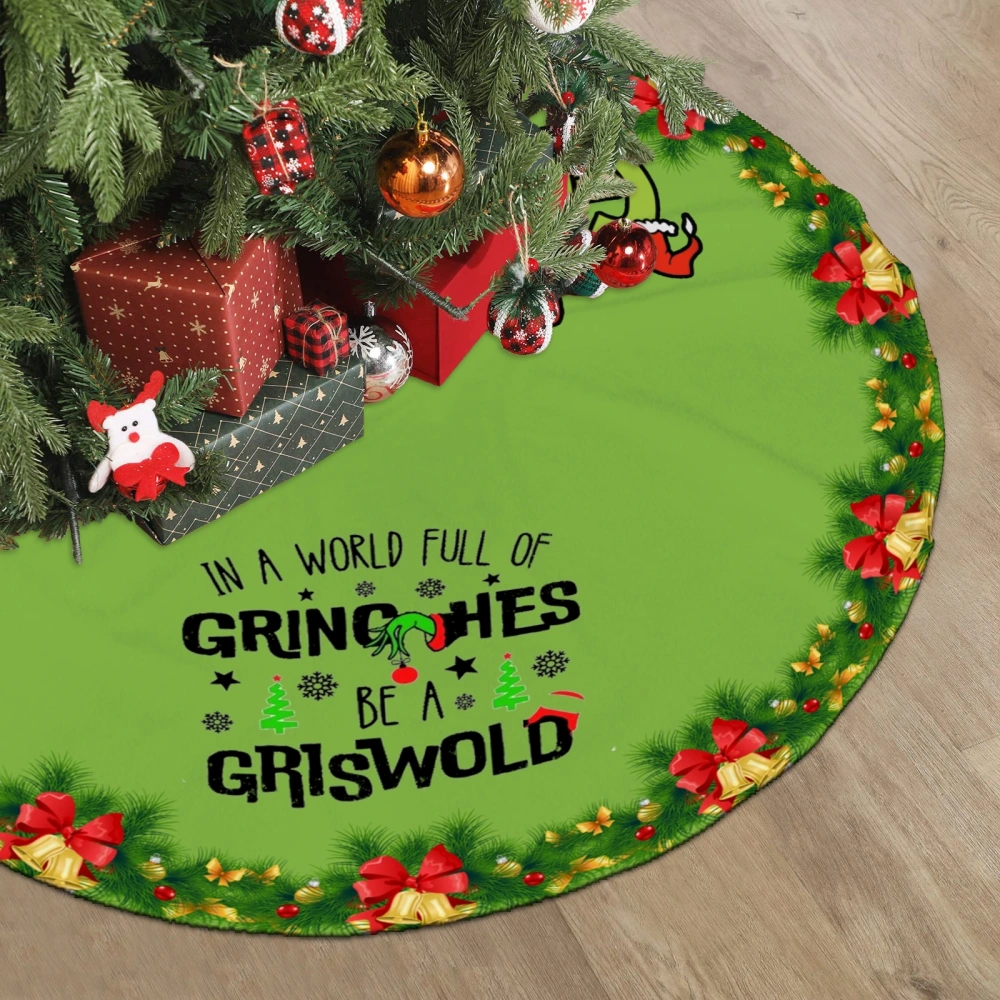 Grinch Elf Christams Tree Skirts Mat,Happy Xmas Tree Skirt for Christmas Decorations Skirt Rustic Xmas Holiday New Year Party,30 inch#1