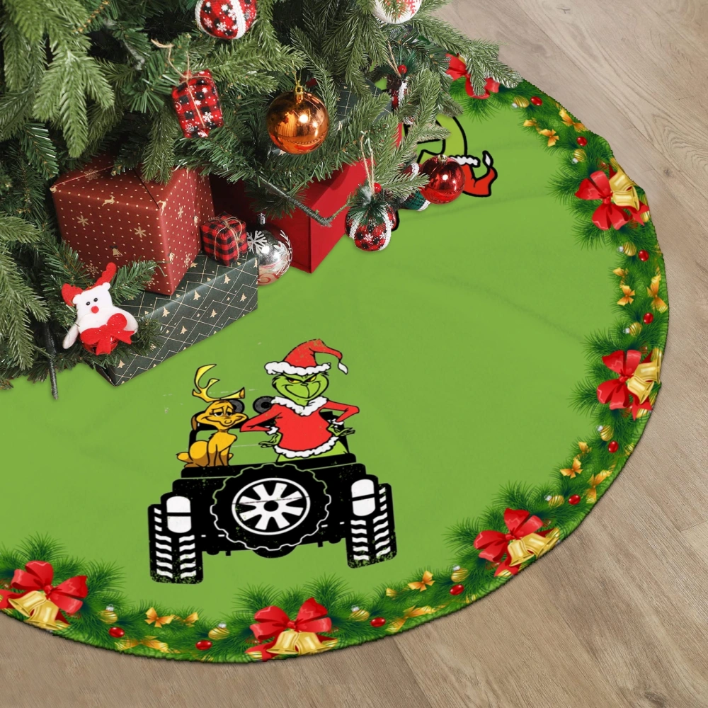 The Grinch Christmas Tree Skirts,Xmas Trick or Treat Christmas Tree Skirt for Holiday Party Farmhouse Decor,30 inch#1