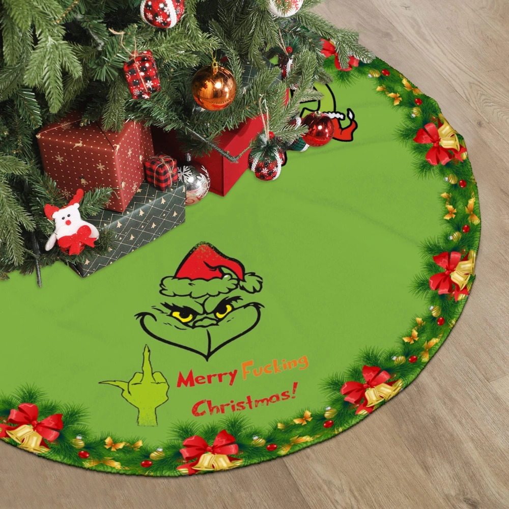 How The Grinch Stole Christmas Christams Tree Skirts Mat,Seamless Pattern Cute Christmas Tree Skirt for Holiday Home Party Decor,30 inch#1