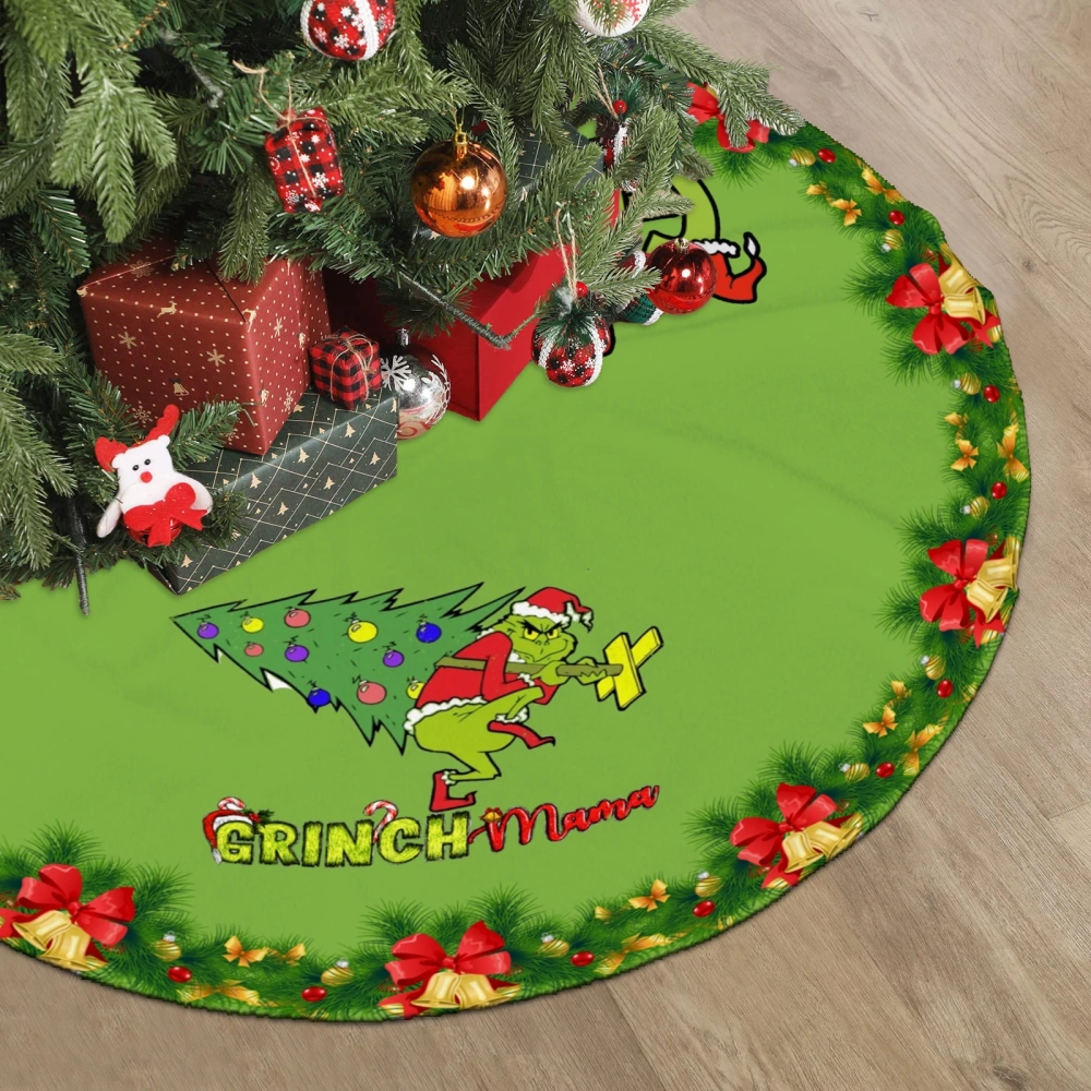 The Grinch Xmas Christams Tree Skirt,Texture Christmas Abstract Background Tree Skirt for Soft Plush Christmas Tree Mat,30 inch#1