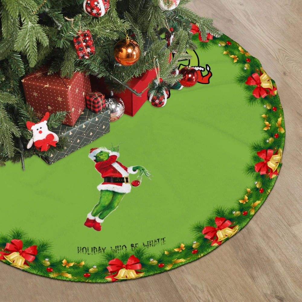 Grinch NoNoNo Xmas Tree Skirt,Super Soft Thick Plush Christmas Tree Skirt for Xmas Thanksgiving Christmas Holiday Party Decorations,30 inch#1