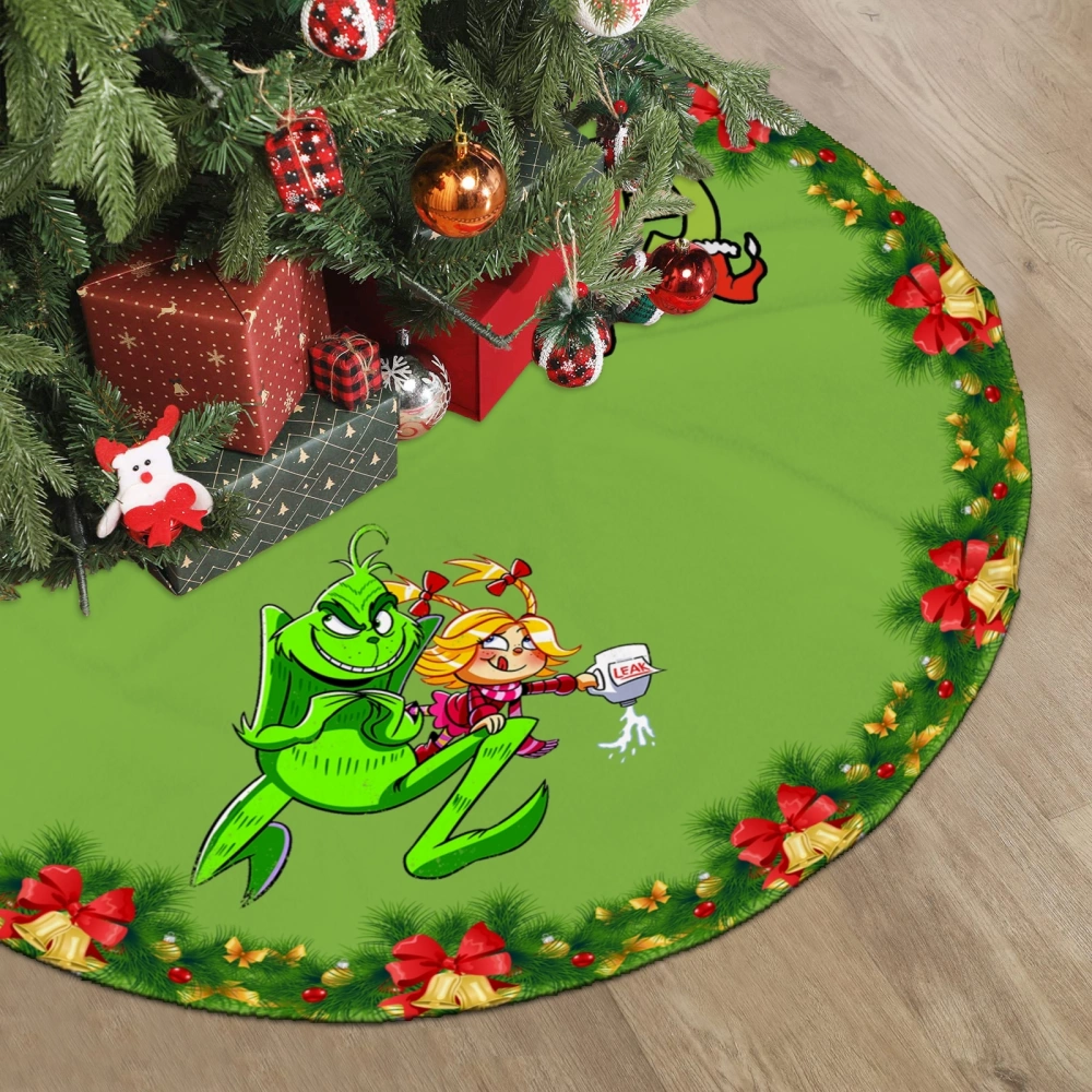 Grinchmas Xmas Tree Skirt,Happy Xmas Christmas Tree Skirt for Holiday Xmas New Year Christmas Decorations,30 inch#1