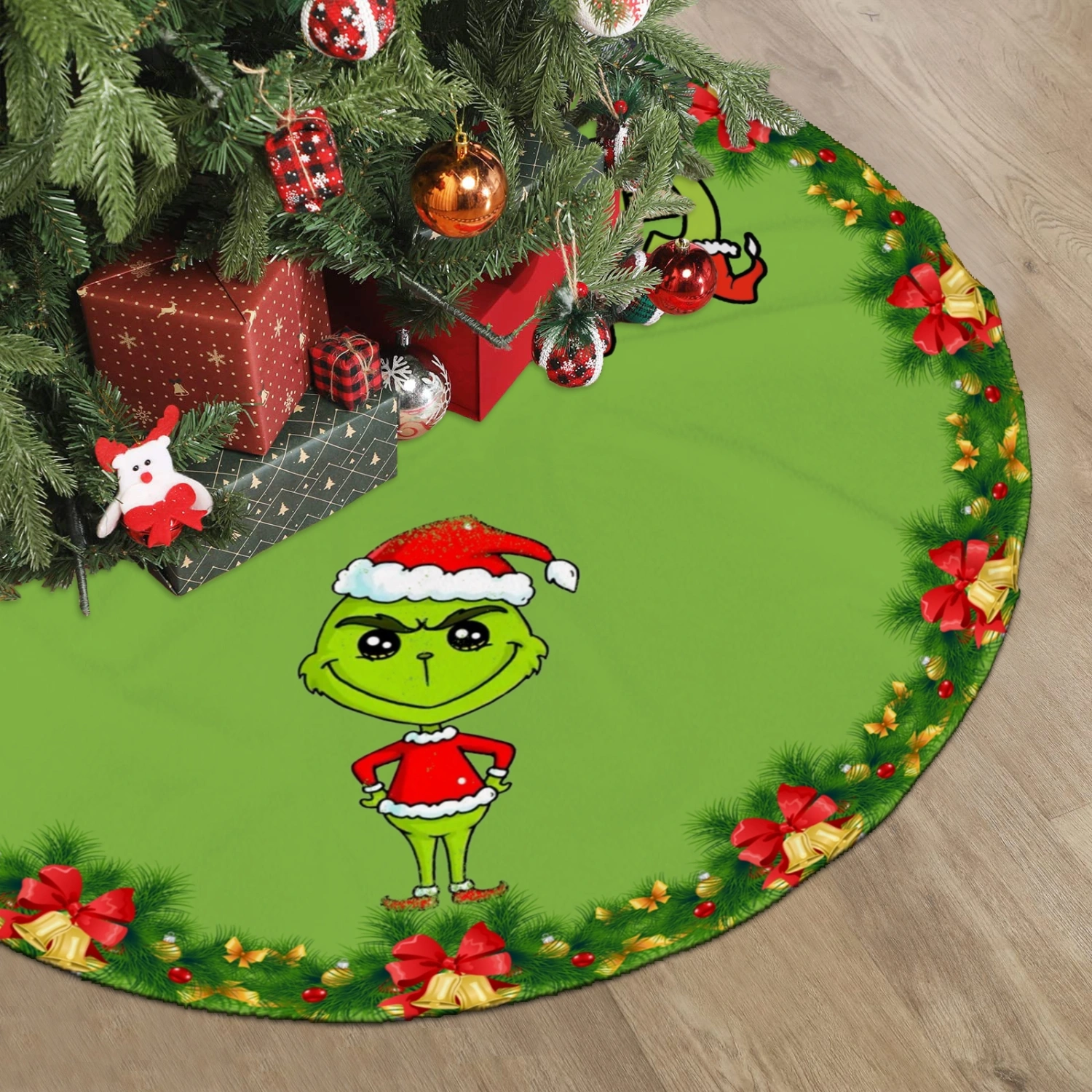 Grinch Elf Xmas Christams Tree Skirt,Xmas Decorations,Christmas Tree Skirt for Christmas Tree Home Holiday Party Xmas Decoration,30 inch#1