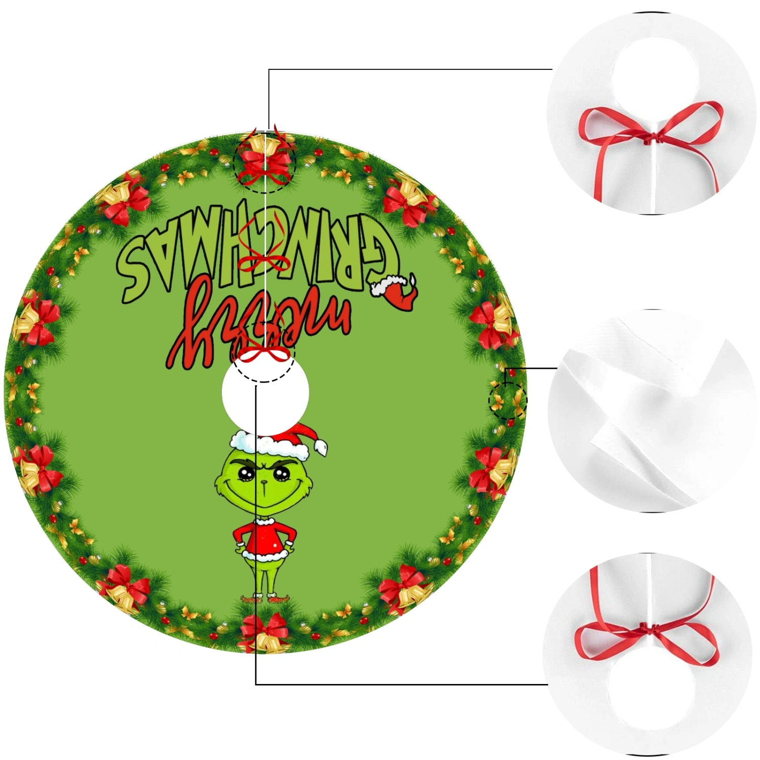 Grinch Elf Xmas Christams Tree Skirt,Xmas Decorations,Christmas Tree Skirt for Christmas Tree Home Holiday Party Xmas Decoration,30 inch#1