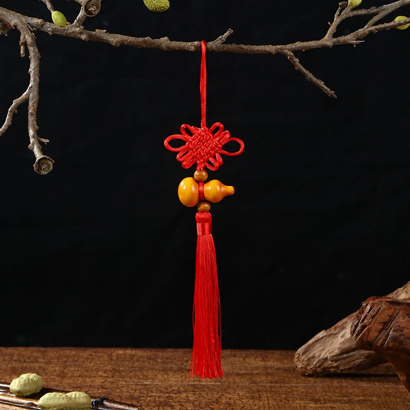 Hand-woven Chinese Knot Five Blessing Mahogany Gourd Pendant