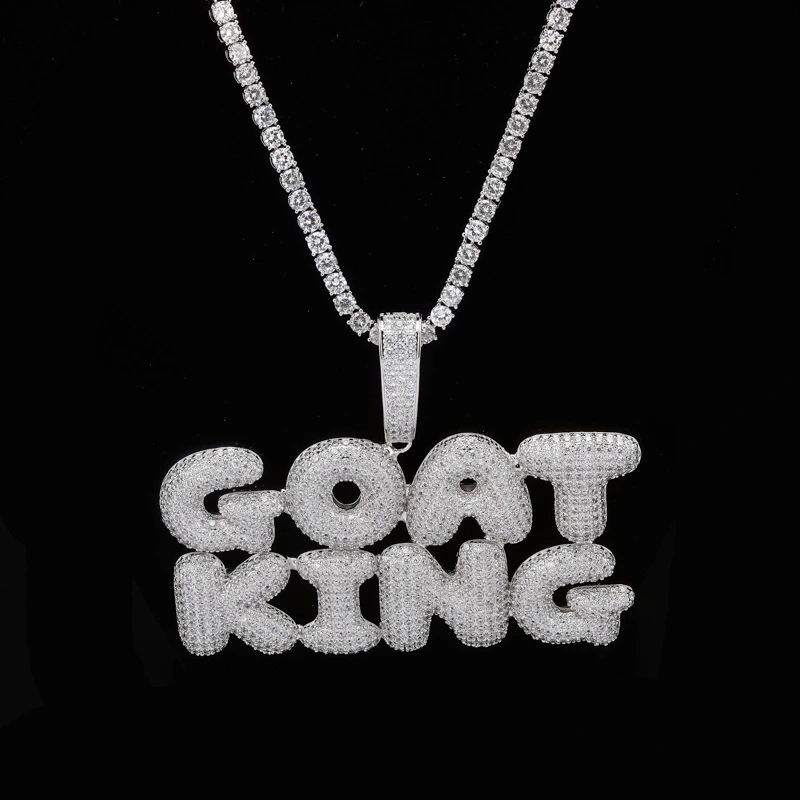 925 Silver Bubble Letters Can Be Spliced Into Custom Hip Hop Necklaces