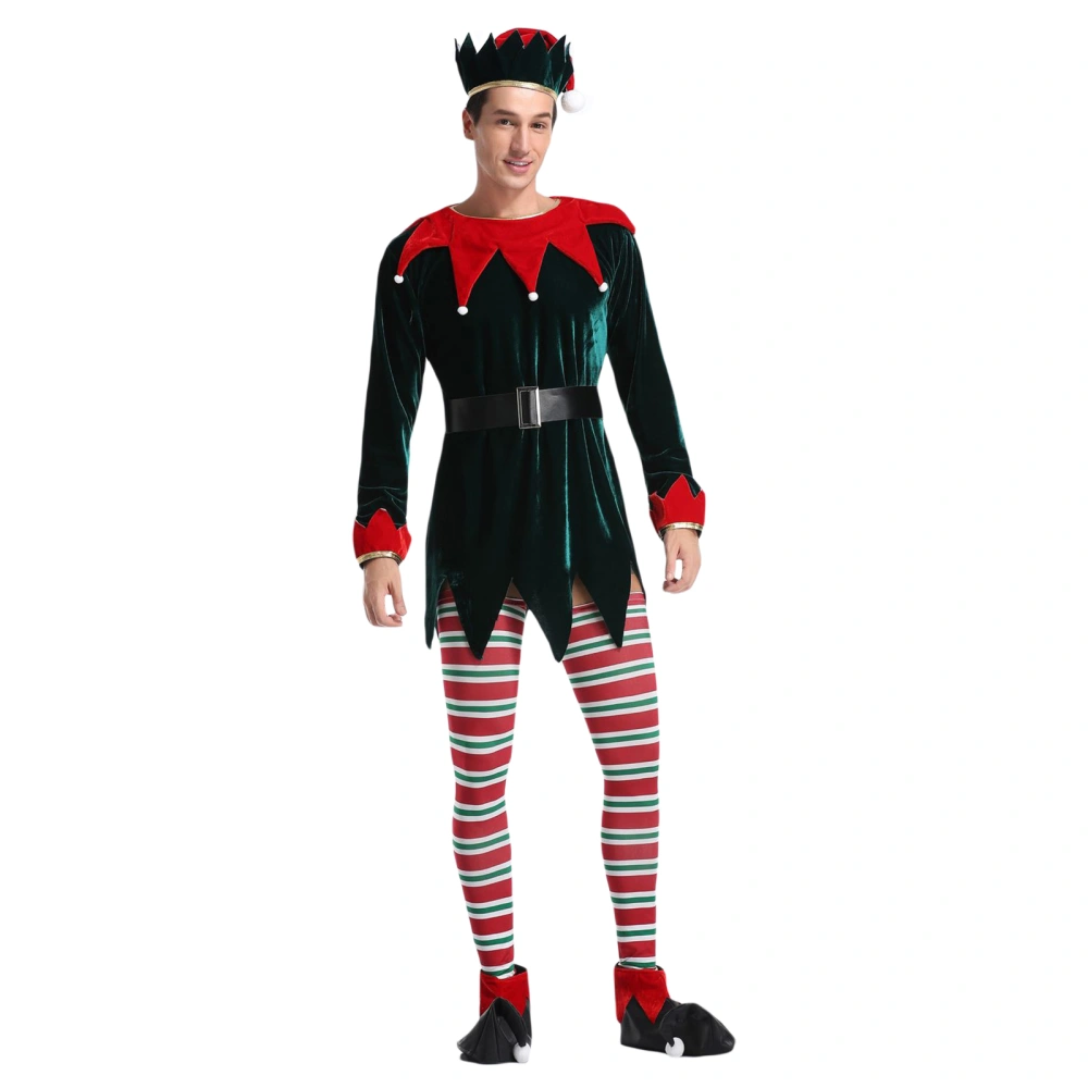 Men's 4PCS Christmas Cosplay Costume Elf Costume Suit for Role Play