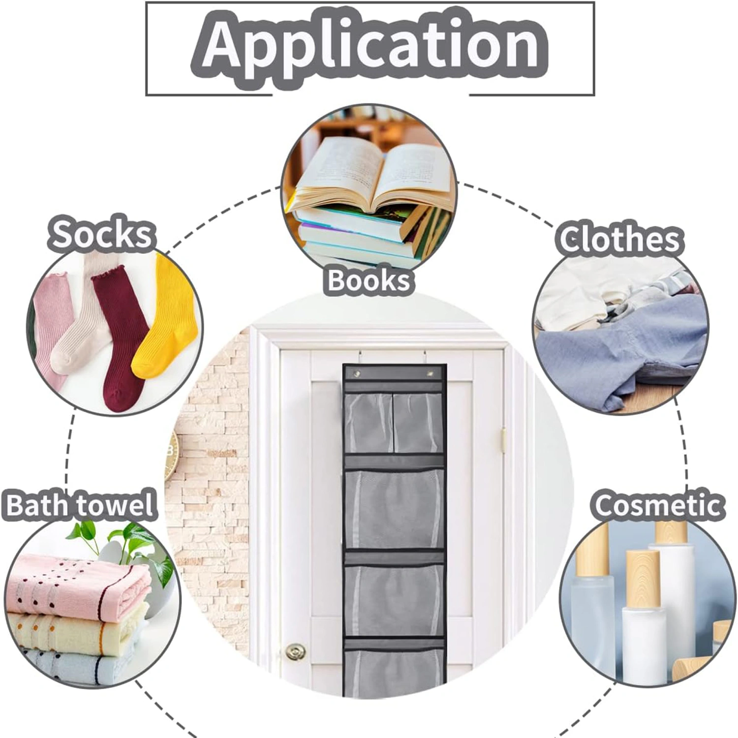 Over Door Hanging Organizer Clear Shelf Storage with 6 Large Pockets