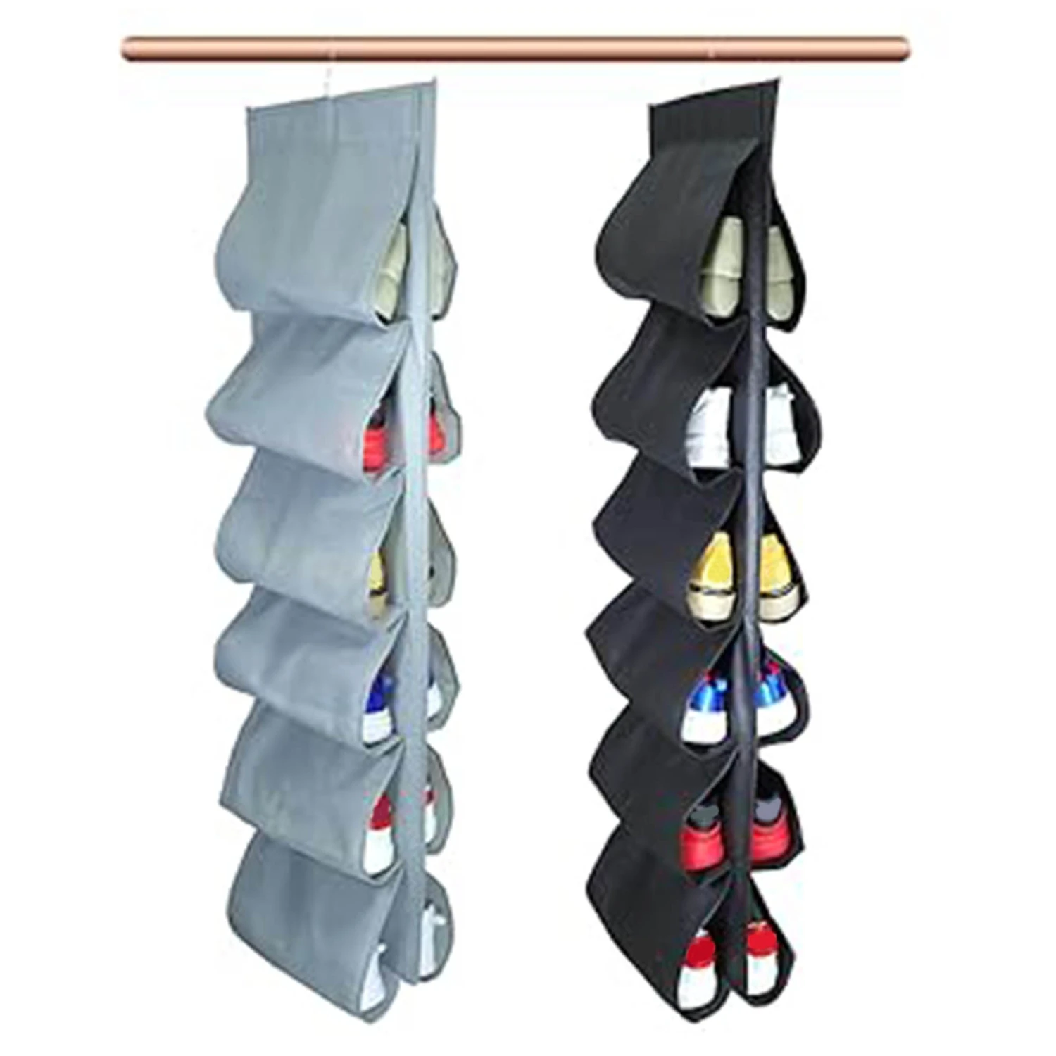 12 Pockets Hanging Shoe Bag Space-saving Over The Door Shoes Organizer