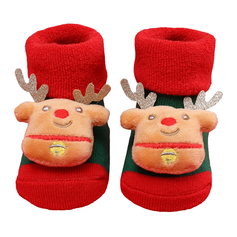 Newborn Christmas Socks Soft Non-slip Cute Terry Socks with Doll 