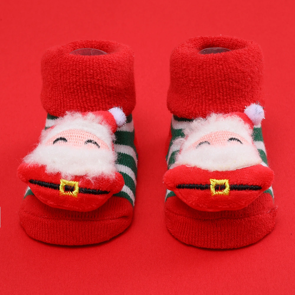 Newborn Christmas Socks Soft Non-slip Cute Terry Socks with Doll 
