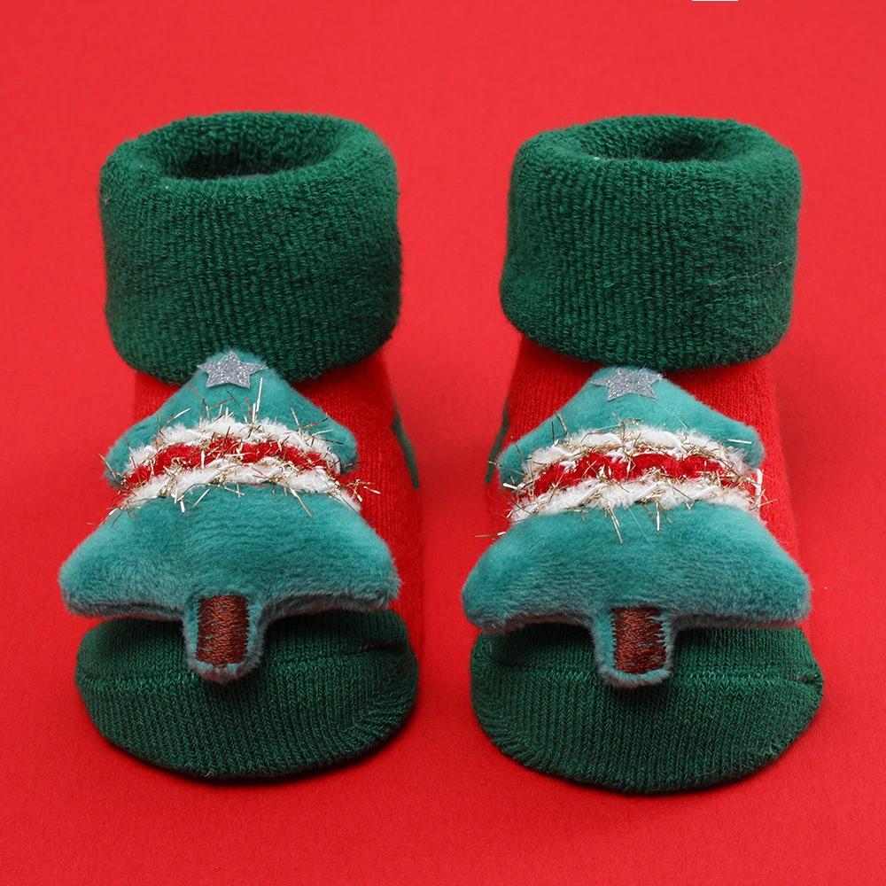 Newborn Christmas Socks Soft Non-slip Cute Terry Socks with Doll 