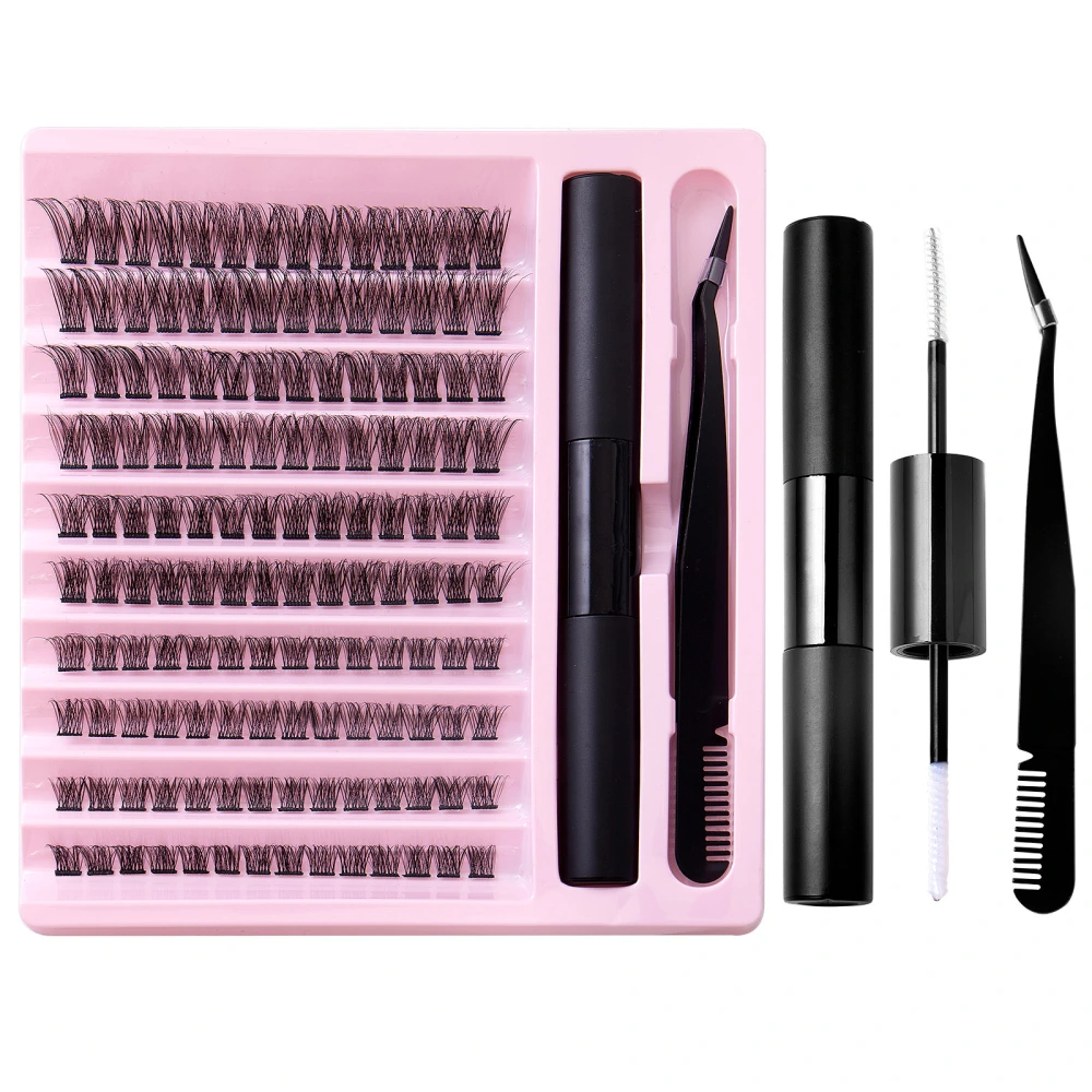 False Eyelashes with Glue Set Cluster Eyelash Extensions with Tweezers