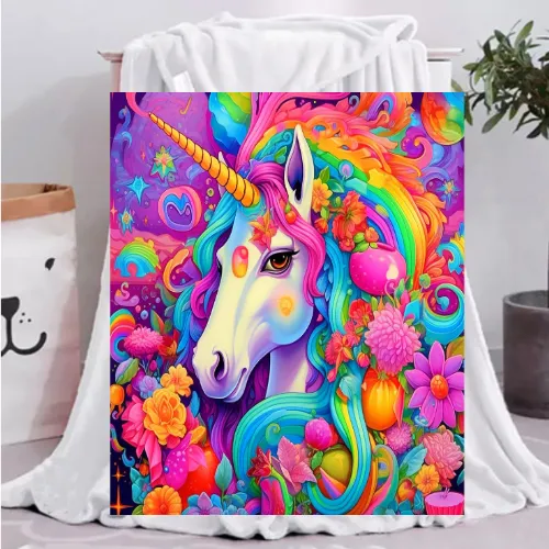 3D Colorful Unicorn Blanket Throw